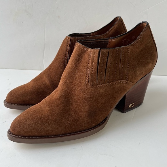 Coach Shoes - Coach Perri Brown Suede Ankle Booties Size 7 C